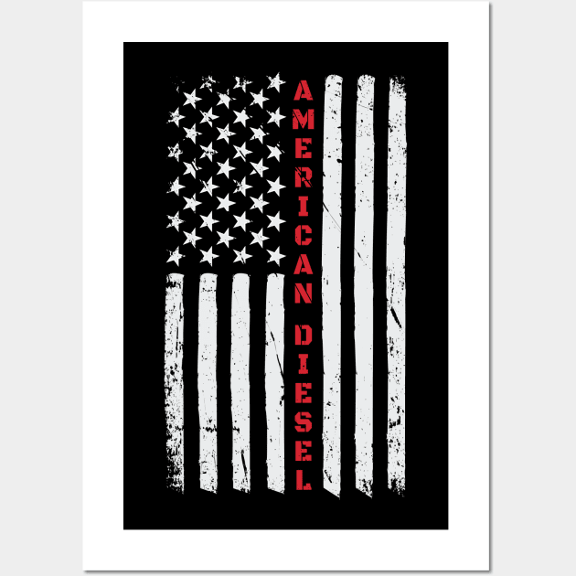 American Diesel Power Flag USA Wall Art by almostbrand